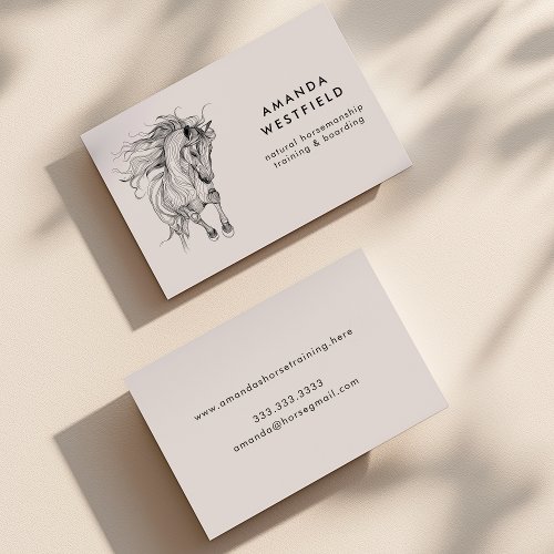 Modern Horse Sketch Equestrian Minimal Equine Business Card