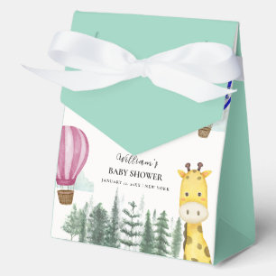 Modern Hot Air Balloon Jungle Giraffe Baby Shower  Favor Boxes