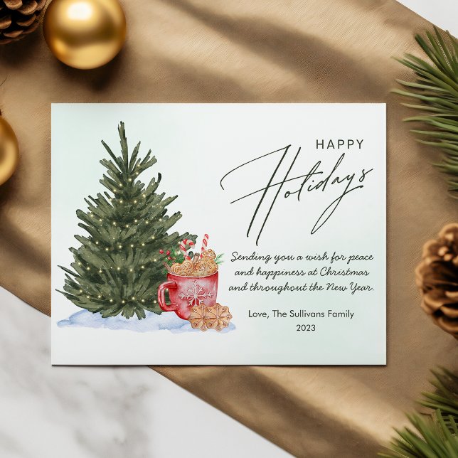 Modern Hot Chocolate Flat Holiday Card (Creator Uploaded)