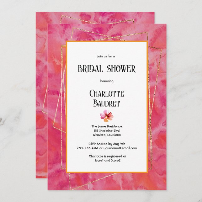 Modern Hot Color Invitation (Front/Back)