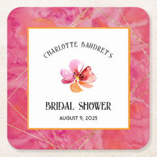 Modern Hot Color  Square Paper Coaster