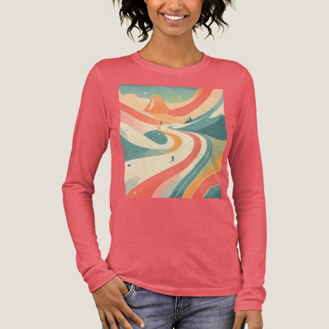 Modern Hot Look at Snow Mountain Paradise Fun Tri-Blend Shirt (Front)