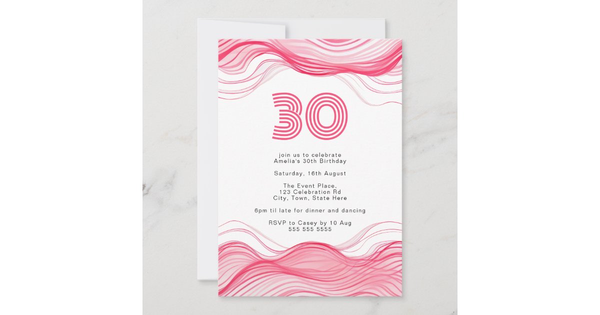 Modern Hot Pink 30th Birthday Invitation | Zazzle