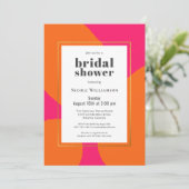 Modern Hot Pink and Orange Abstract Bridal Shower Invitation (Standing Front)