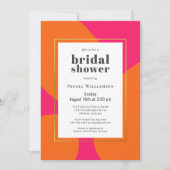Modern Hot Pink and Orange Abstract Bridal Shower Invitation (Front)