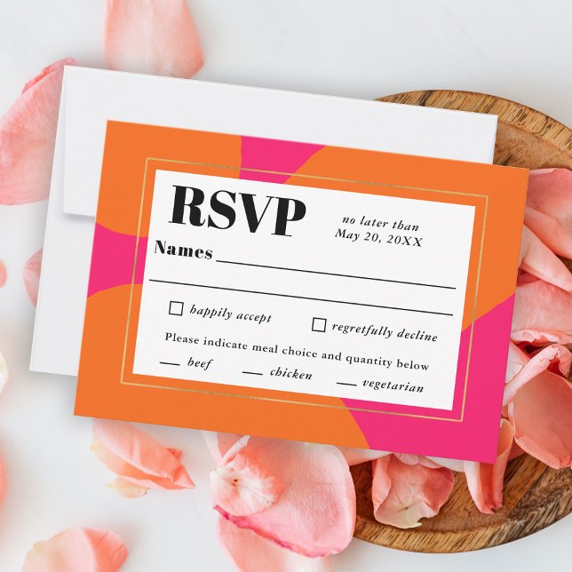 Modern Hot Pink and Orange Abstract RSVP with Meal (Creator Uploaded)