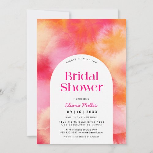 Modern hot Pink and Orange Bridal Shower  Invitation