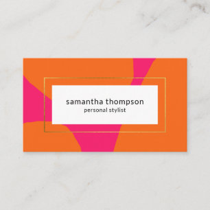 Modern Hot Pink and Orange Chic Abstract Business Card
