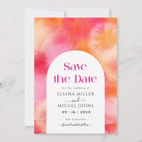 Modern hot Pink and Orange save the date Wedding  Invitation