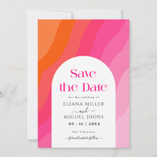 Modern hot Pink and Orange save the date Wedding Invitation
