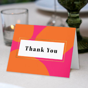 Modern Hot Pink and Orange Thank You Card
