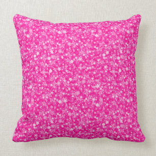Modern Hot Pink And White Glitter Throw Pillow