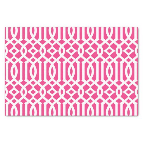 Modern Hot Pink and White Moroccan Trellis Pattern Tissue Paper