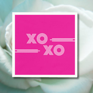 Modern Hot Pink and White XOXO Valentine Napkins