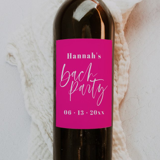 Modern Hot Pink Bachelorette Wine Label Favors (Creator Uploaded)