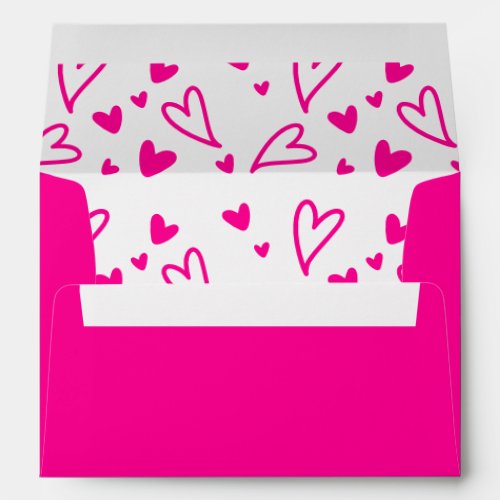 Modern Hot Pink Barbiecore Hearts Trendy Party Envelope