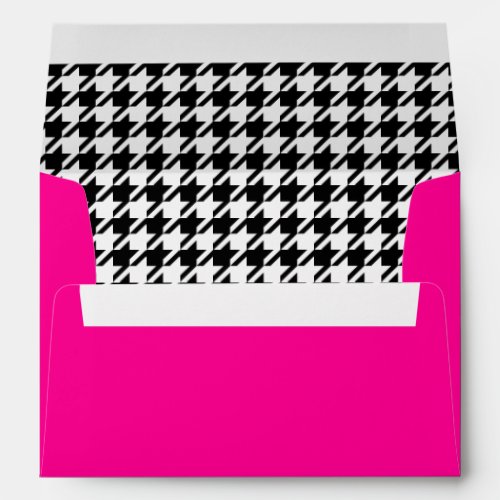 Modern Hot Pink Barbiecore Houndstooth Party Envelope