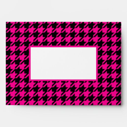 Modern Hot Pink Black Houndstooth Barbiecore Party Envelope