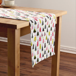 Modern Hot Pink Black Lime Green Christmas Holiday Short Table Runner