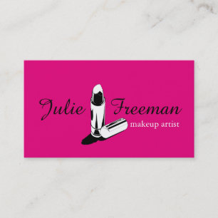 Modern Hot Pink Black Makeup Artist Salon Business Card