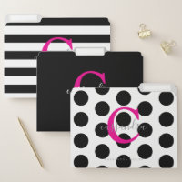 Modern Hot Pink & Black Stylish Monogram