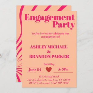 Modern Hot Pink Bold Typography Engagement Party Invitation