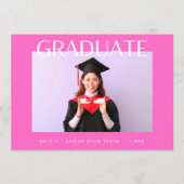 modern hot pink college senior photo graduate announcement (Front)