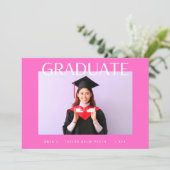 modern hot pink college senior photo graduate announcement (Standing Front)
