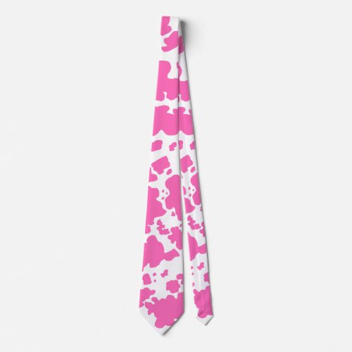 Modern Hot Pink Cow Skin Texture Animal Print  Neck Tie