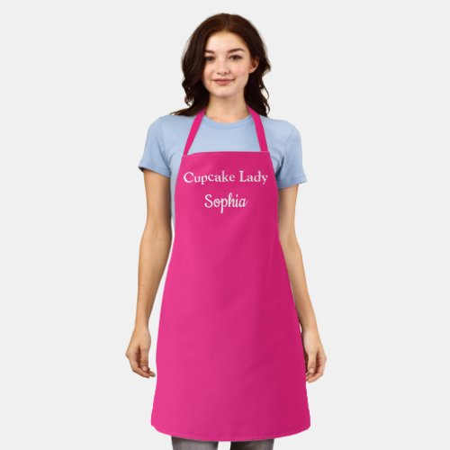 Modern Hot Pink Custom Name  Apron