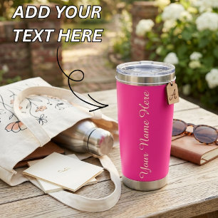 Modern Hot Pink Elegant Script Custom Name Tumbler