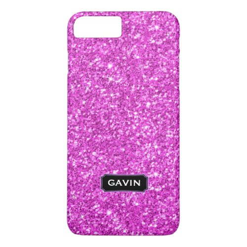 Modern Hot Pink Faux Glitter Monogram 2 iPhone 8 Plus7 Plus Case