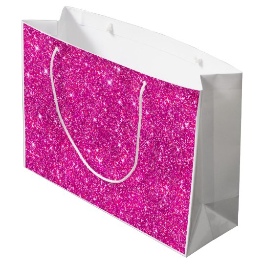 Modern Hot Pink Faux Glitter Pattern Girly Large Gift Bag