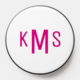 Modern Hot Pink Font Monogram  PopSocket