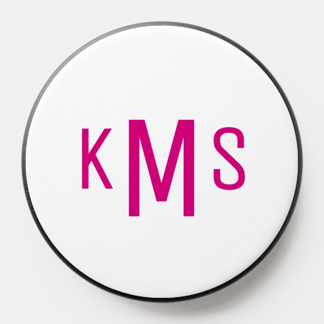 Modern Hot Pink Font Monogram  PopSocket (Popsocket)