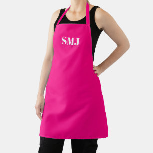 Modern hot pink fuchsia custom monogram initials  apron