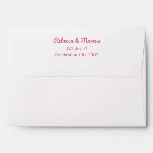 Modern Hot Pink Fuchsia Retro Typography Wedding Envelope