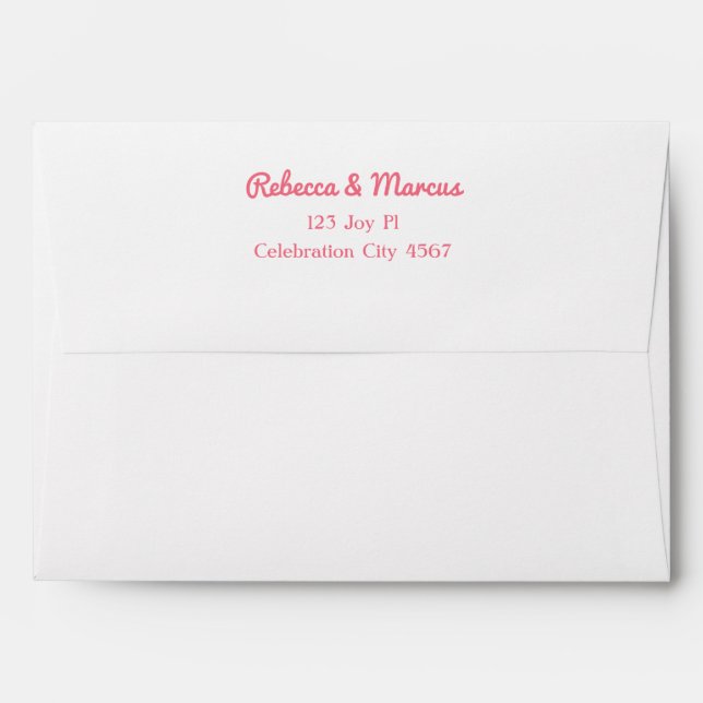 Modern Hot Pink Fuchsia Retro Typography Wedding Envelope (Back (Top Flap))