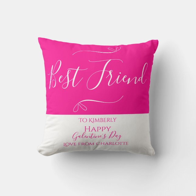 Modern Hot Pink Galentine's Day Throw Pillow (Front)