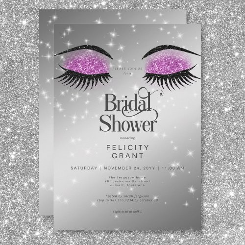 Modern Hot Pink Glam Eyes Bridal Shower Invitation