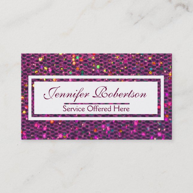 Modern Hot Pink Glitter Business Card (Front)