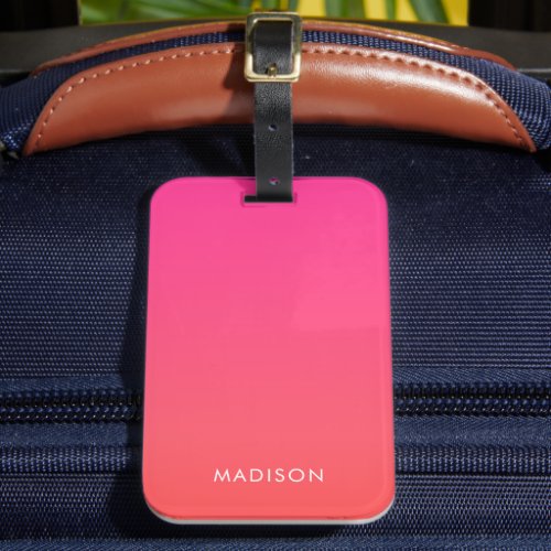 Modern Hot Pink Gradient Colorful Luggage Tag