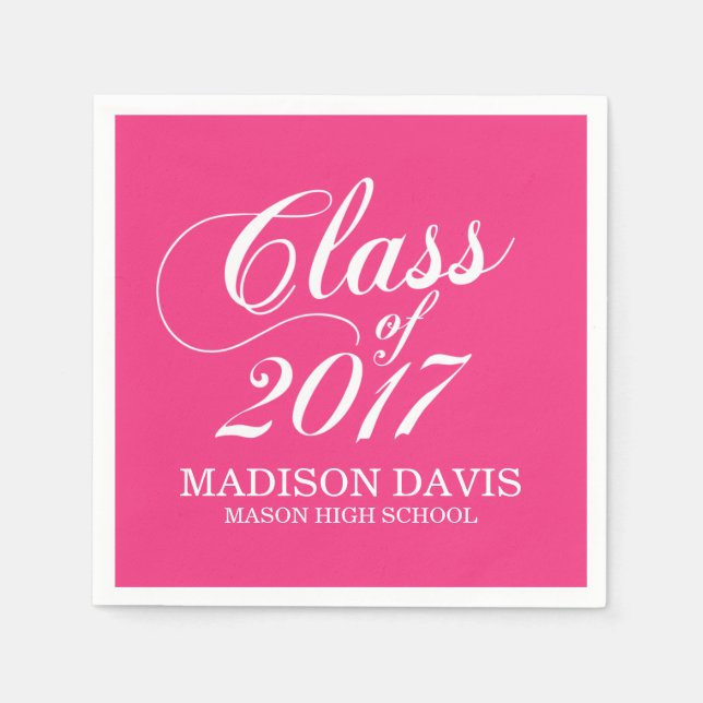 Modern Hot Pink | Graduation Napkins (Front)
