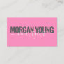 Modern hot pink hair stylist script signature business card