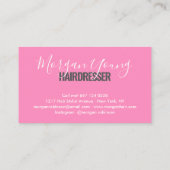 Modern hot pink hair stylist script signature business card (Back)