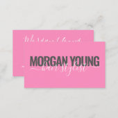 Modern hot pink hair stylist script signature business card (Front/Back)