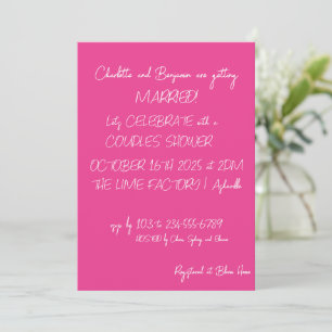 Modern Hot Pink Lettering Trendy Couples Shower Invitation