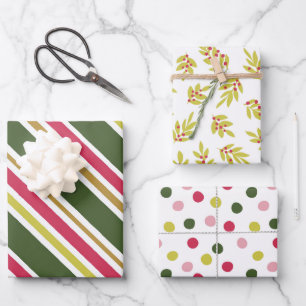 Modern Hot Pink Lime Green Christmas Holiday Wrapping Paper Sheets