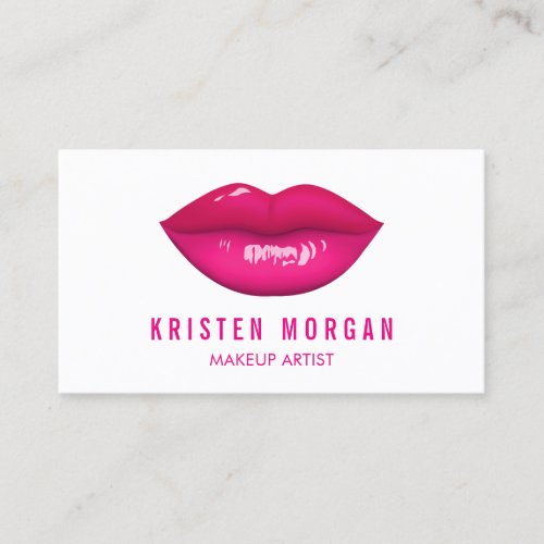 Modern Hot Pink Lips Fashion Makeup Artist Business Card