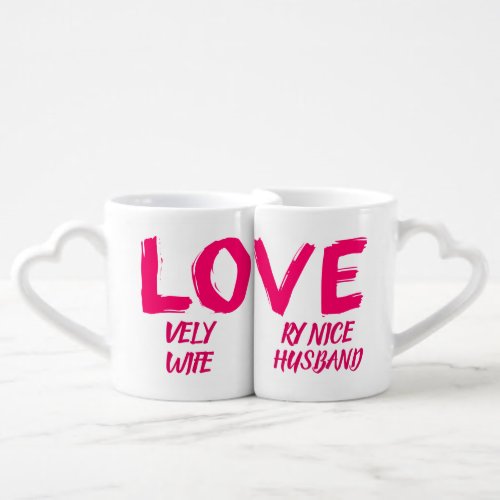 Modern Hot Pink Love Compliment Coffee Mug Set